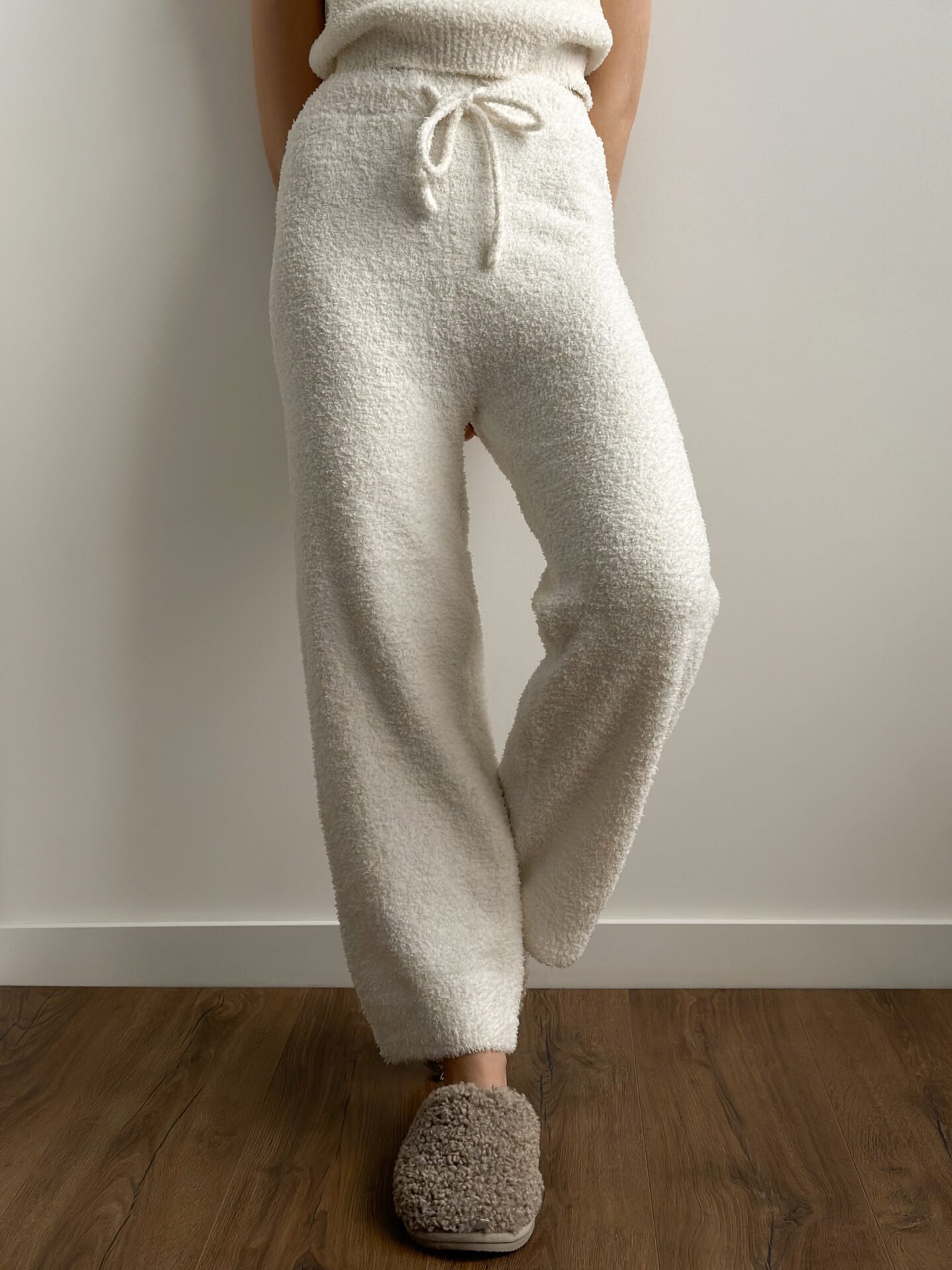 Spodnie Soft z dzianiny puszystej, mleczne