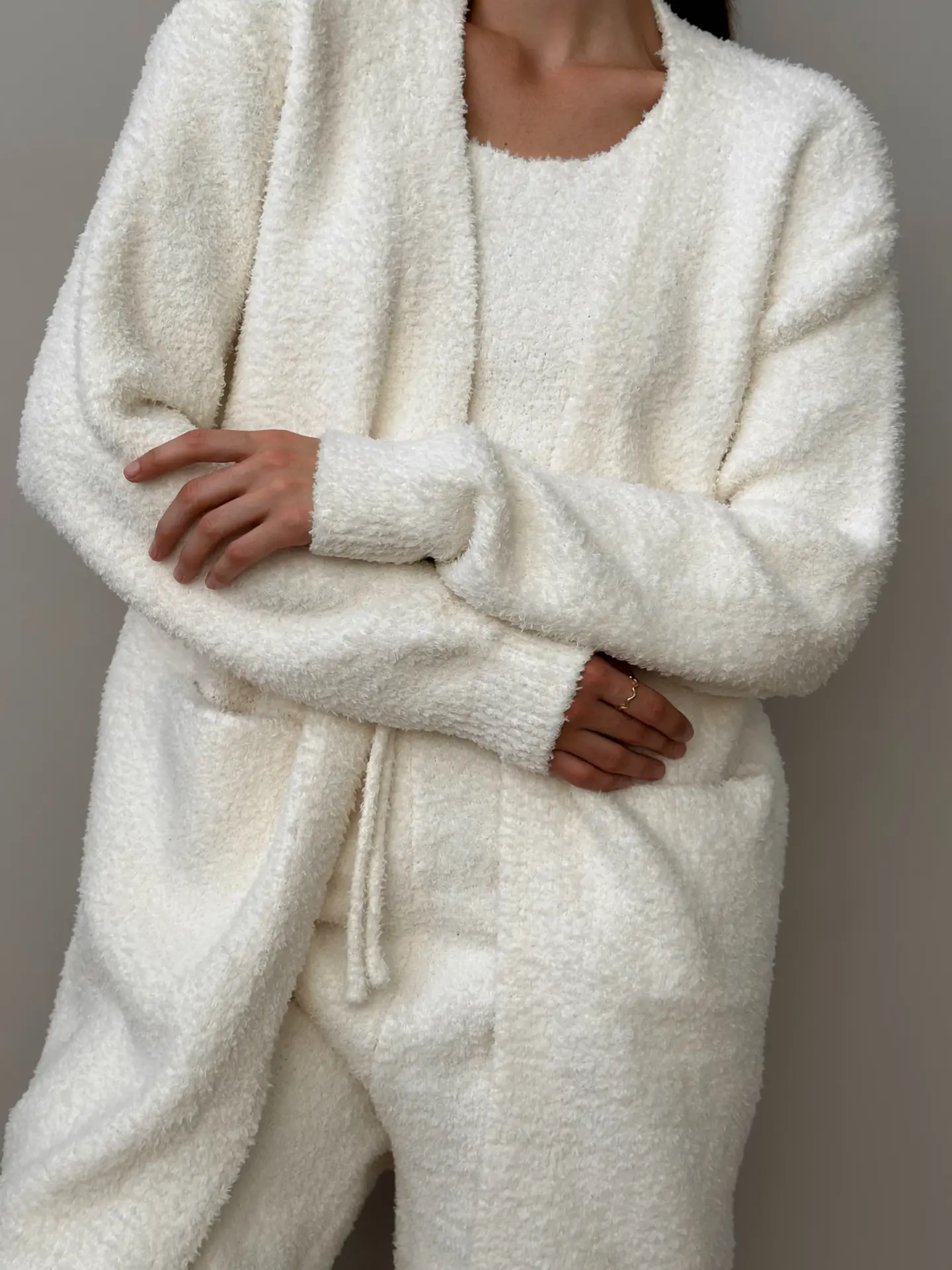 Kardigan Soft z dzianiny puszystej, mleczny