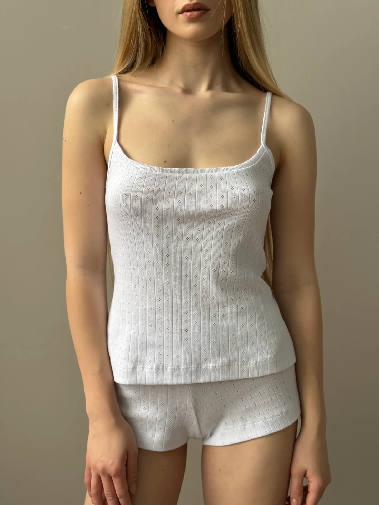 Koszulka na ramiączkach, z ribany prążkowanej, biała