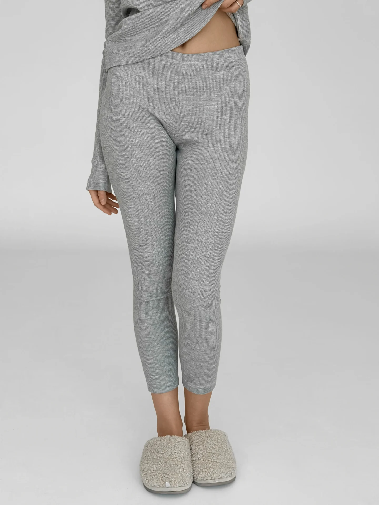 Legginsy z dzianiny waflowej, szare