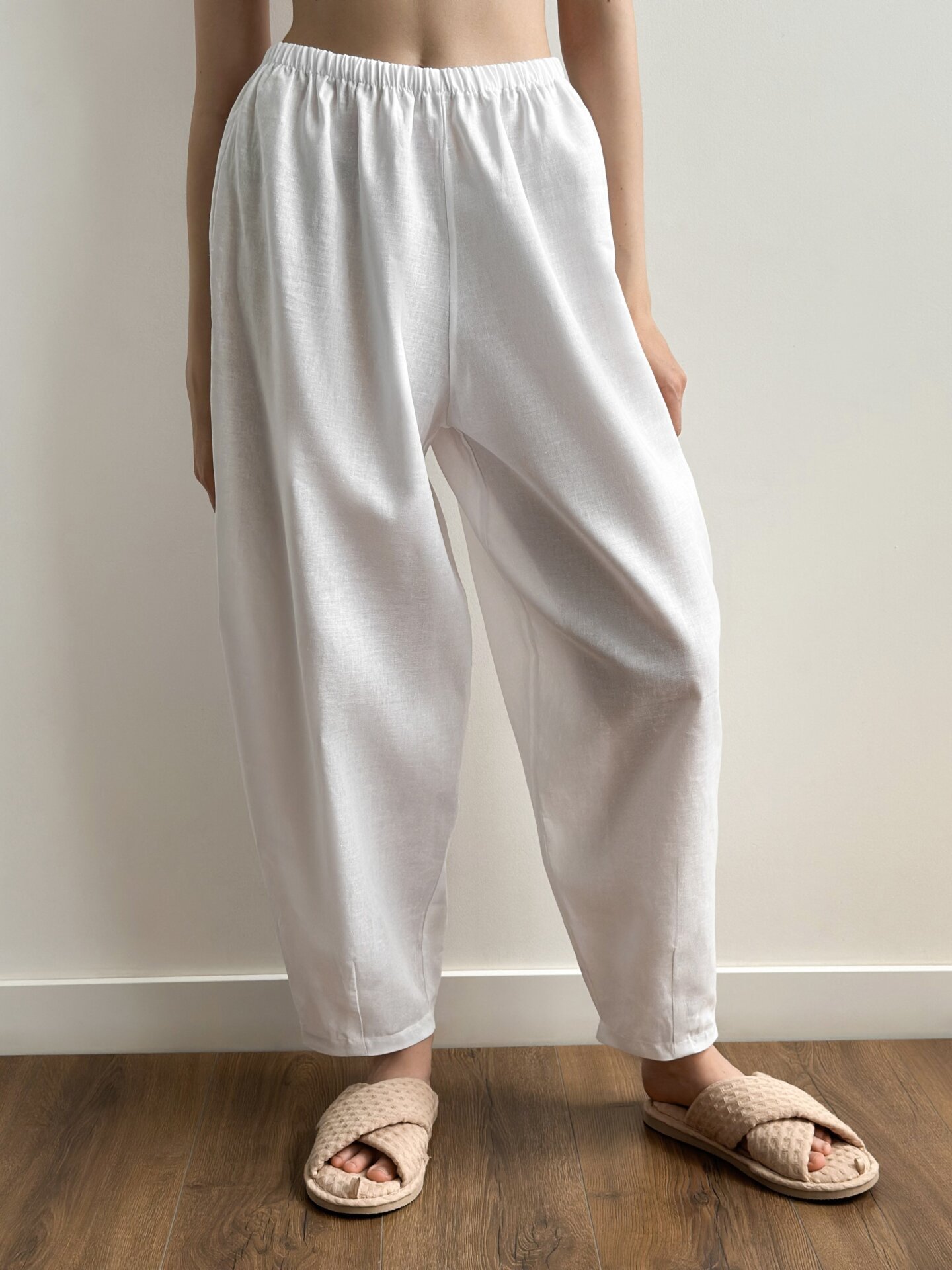 Spodnie Muki z lnu, białe