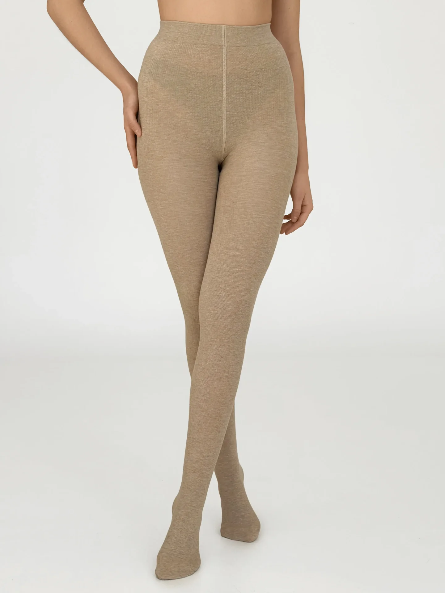 Rajstopy bawełniane, jednolite, beżowe