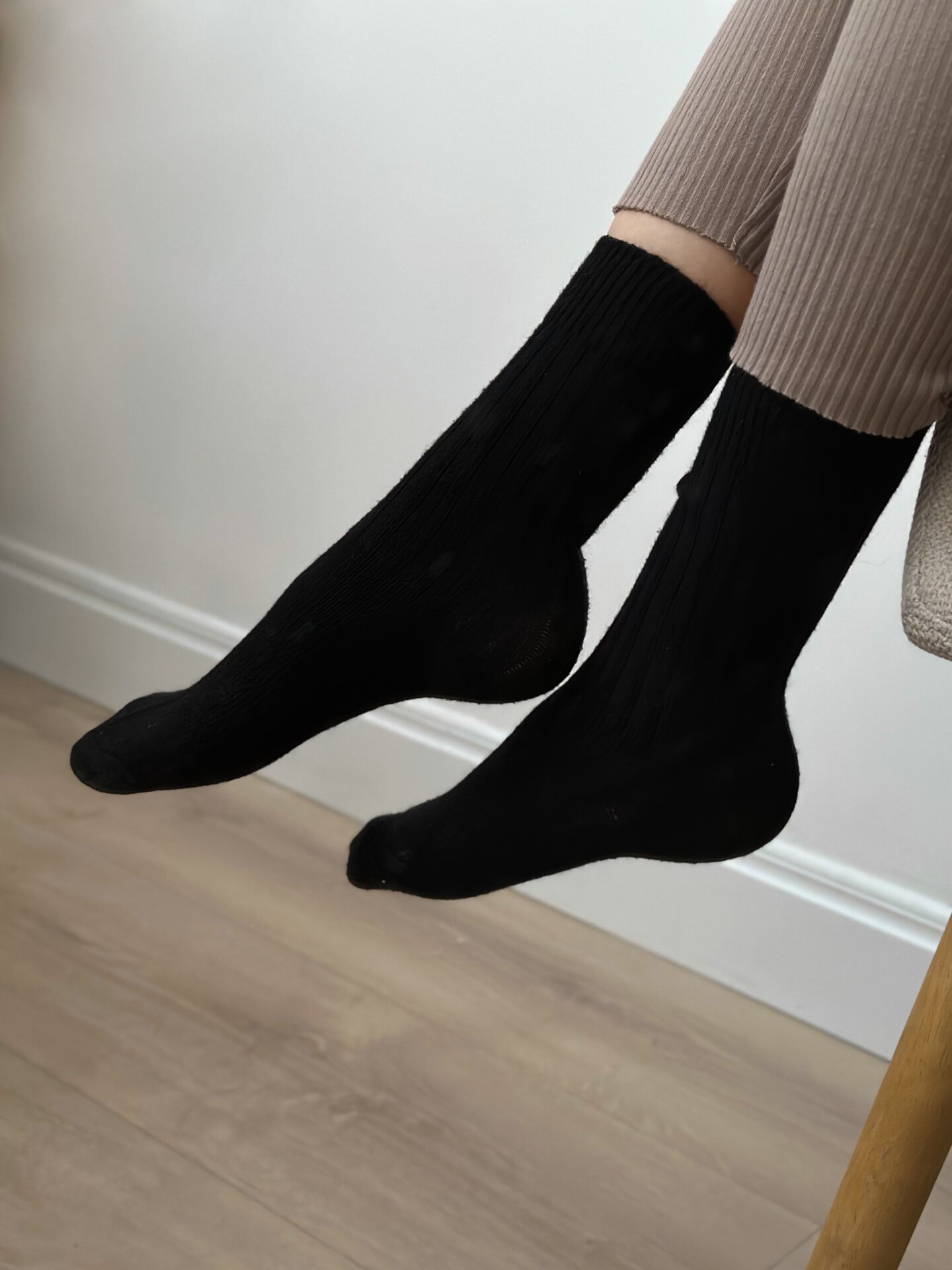 Skarpety Twins wysokie, wełniane, czarne