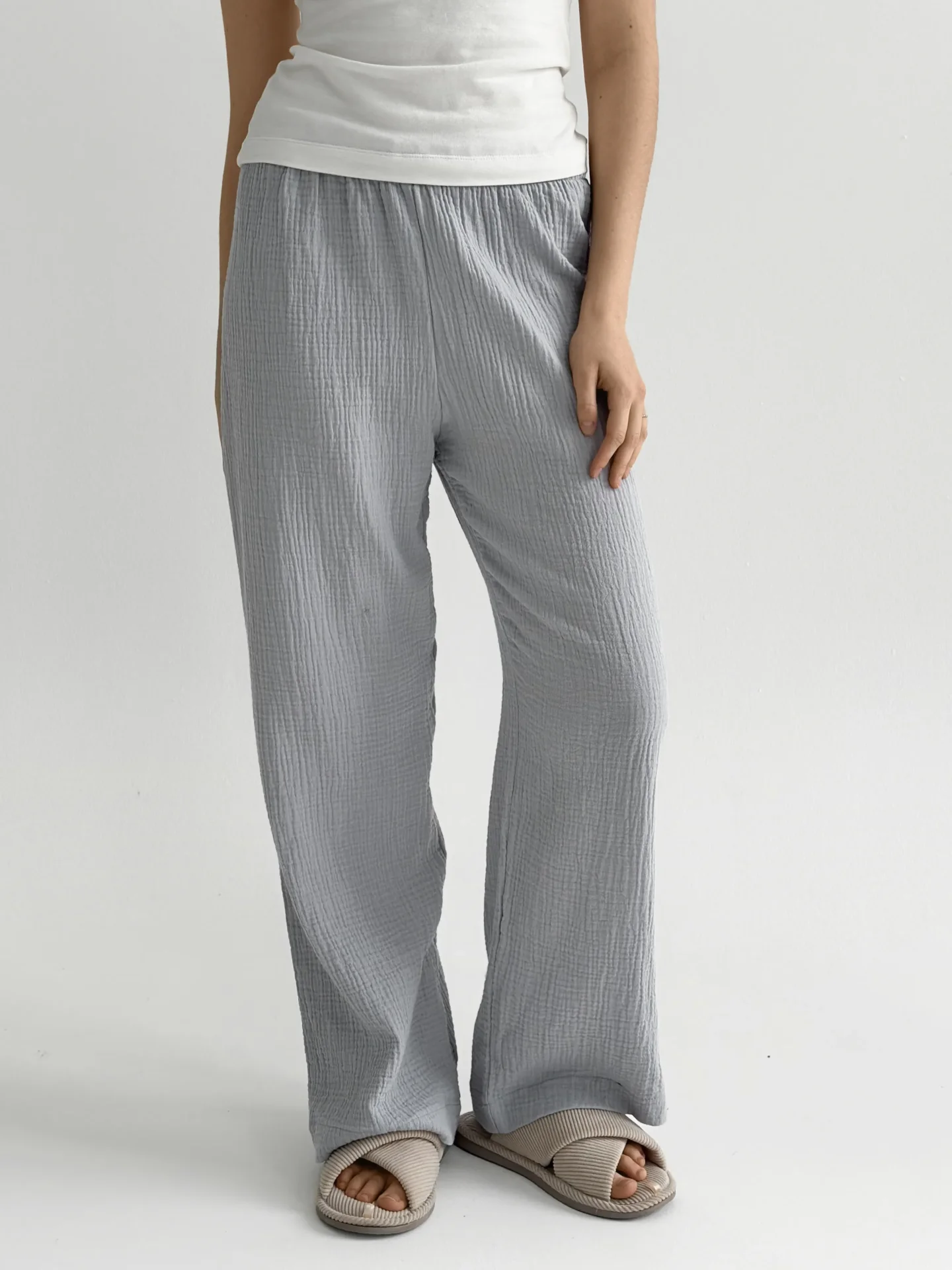 Spodnie Mono z muślinu dwuwarstwowego, szare