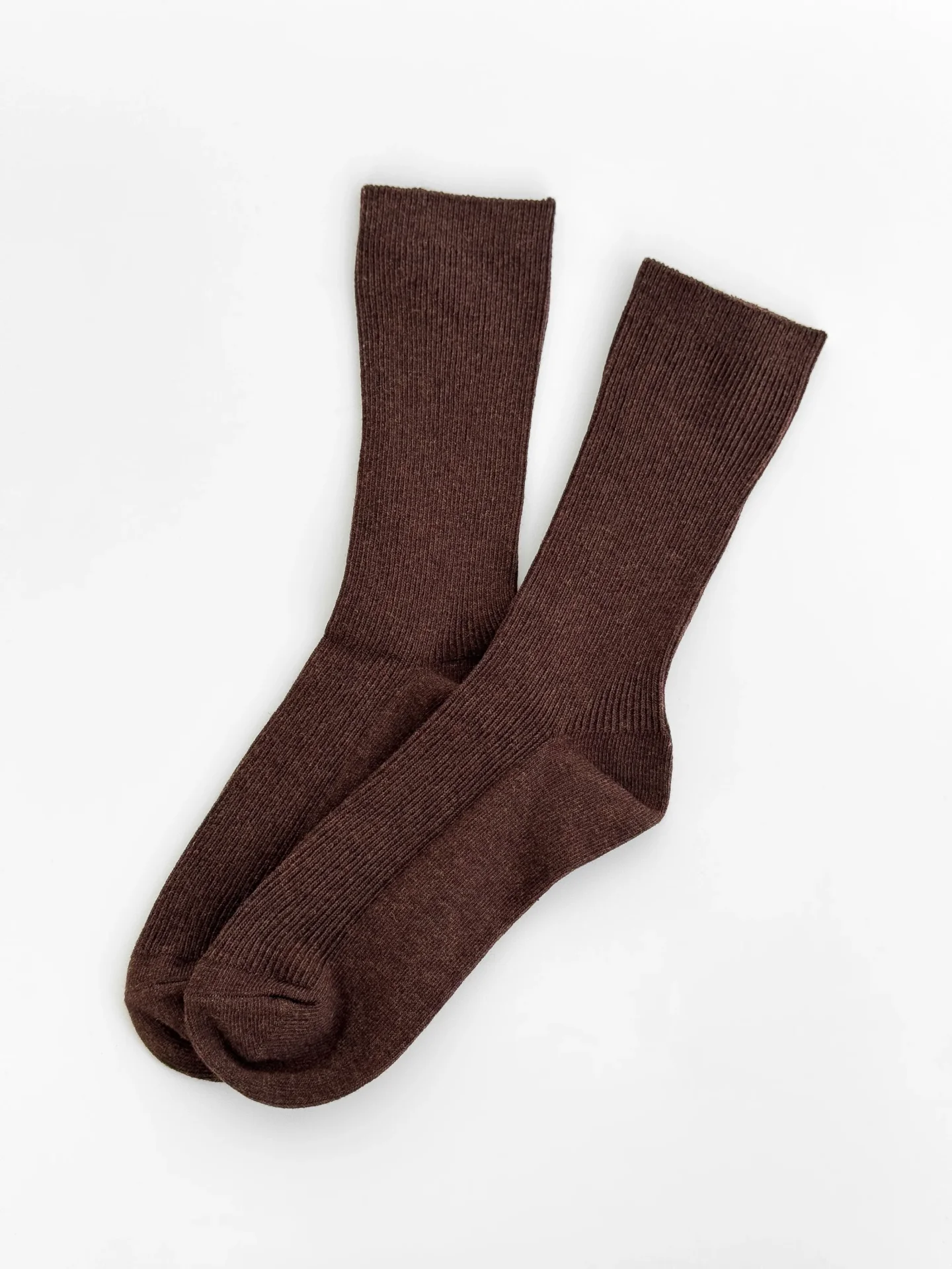 Skarpety Twins wysokie, bawełniane prążkowane, ciemnobrązowe