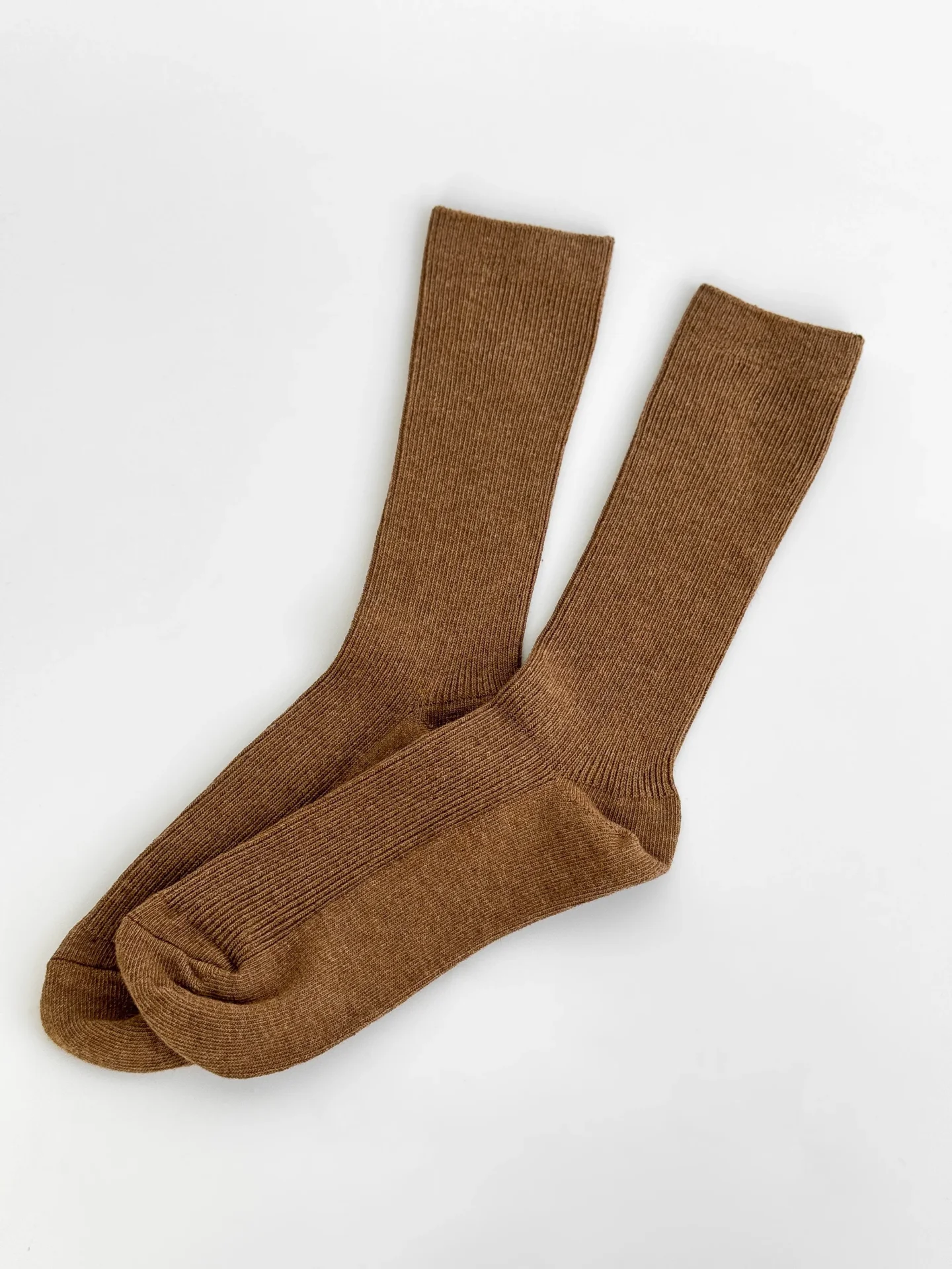 Skarpety Twins wysokie, bawełniane prążkowane, brązowe