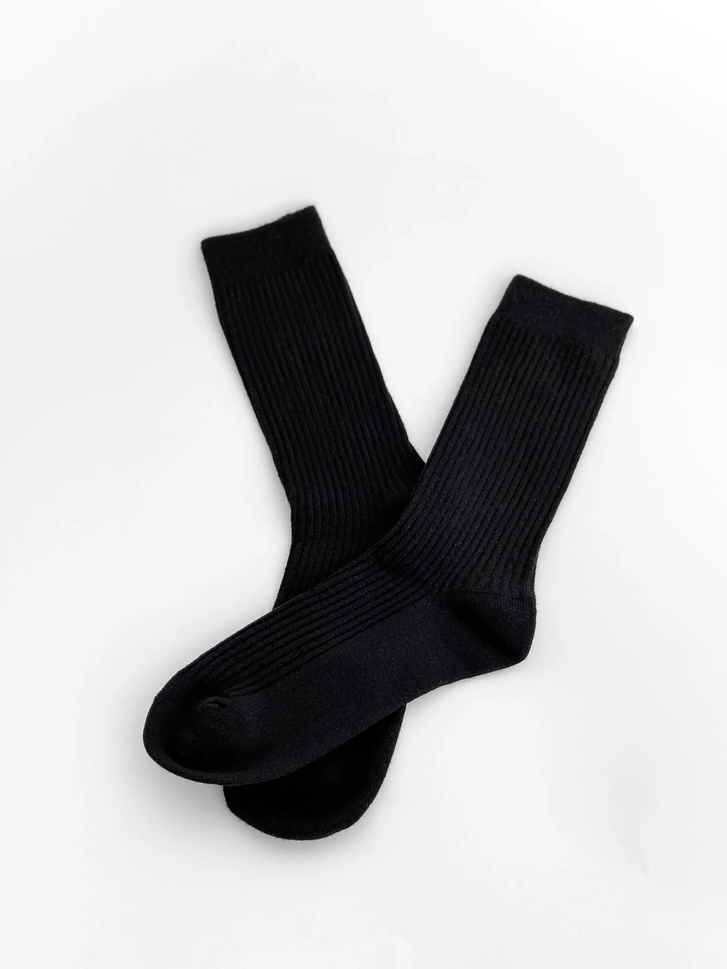 Skarpety Twins wysokie, wełniane prążkowane, czarne